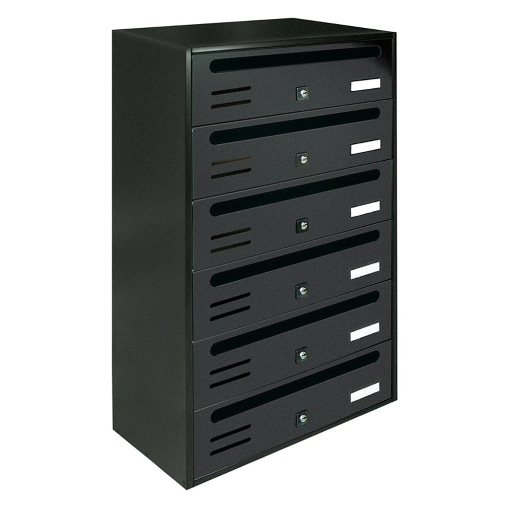 ALUBOX CUBO Cassette Postali Condominiali 6 Posti  63X38,5X25 Cm In Lamiera Zincata Cassetta Postale Condominiale Orizzontale Da Esterno E Interno Protetto COLORE: ANTRACITE