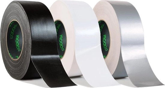 Nastro di adesione in tessuto extra resistente 50mm x 50m, argento-nero-bianco, impermeabile, con 6 rotoli