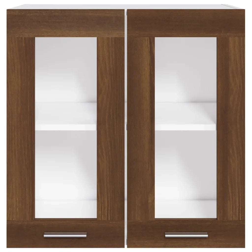 Mobile Pensile con Vetro “Lyon” Rovere Marrone 60x31x60 cm 815122