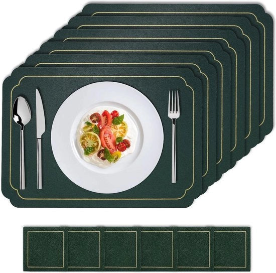 Set di 6 mattonelle per tavolo da pranzo in pelle finta lavabile senza scivolo colore verde