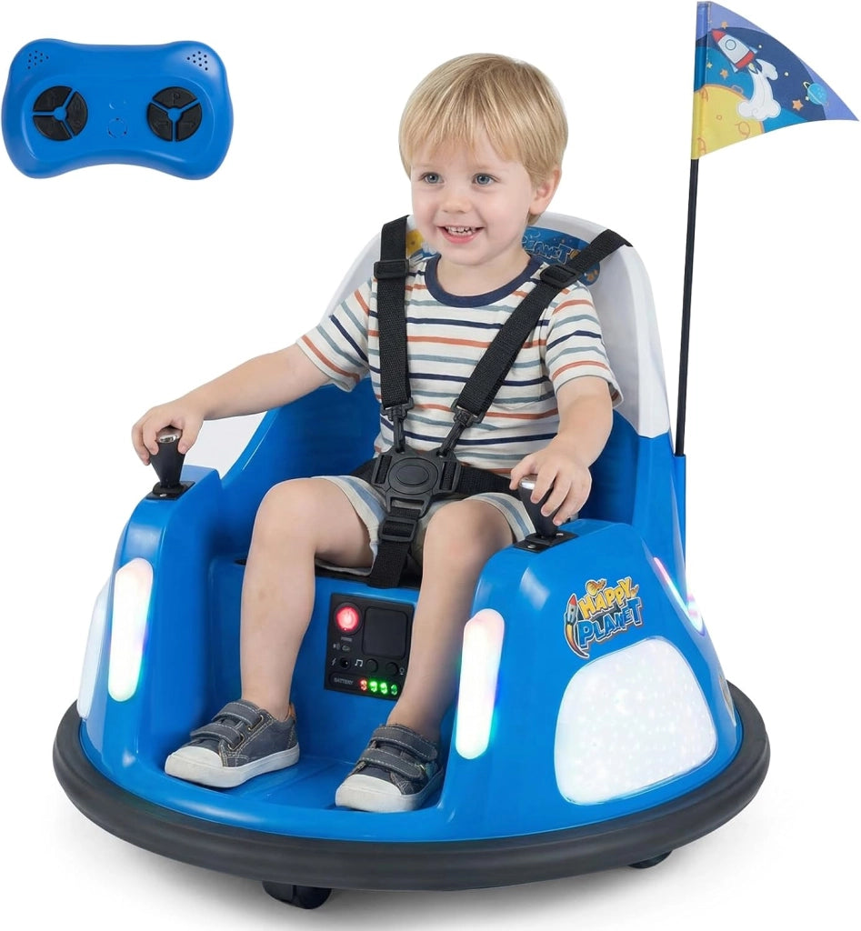 12V Autoscontro Elettrico per Bambini, Macchina Elettrica per Bambini con Luci, Telecomando e Doppio Joystick, Rotazione a 360° per Bambini 18-72 Mesi (Rosa)