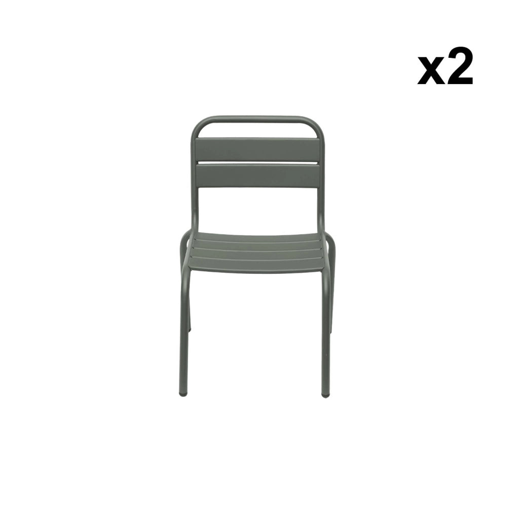 Set di 2 sedie in metallo per bambini, verde kaki