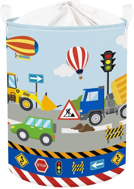 Cassetto di Deposito per Bambini Opportuno per Ragazzi Grande Capienza Cassetto per Giocattoli per Camera da Bambini Bagno, Bulldozer, 63L