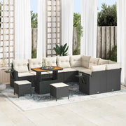 Set Divano da Giardino 12 pcs Nero polyrattan