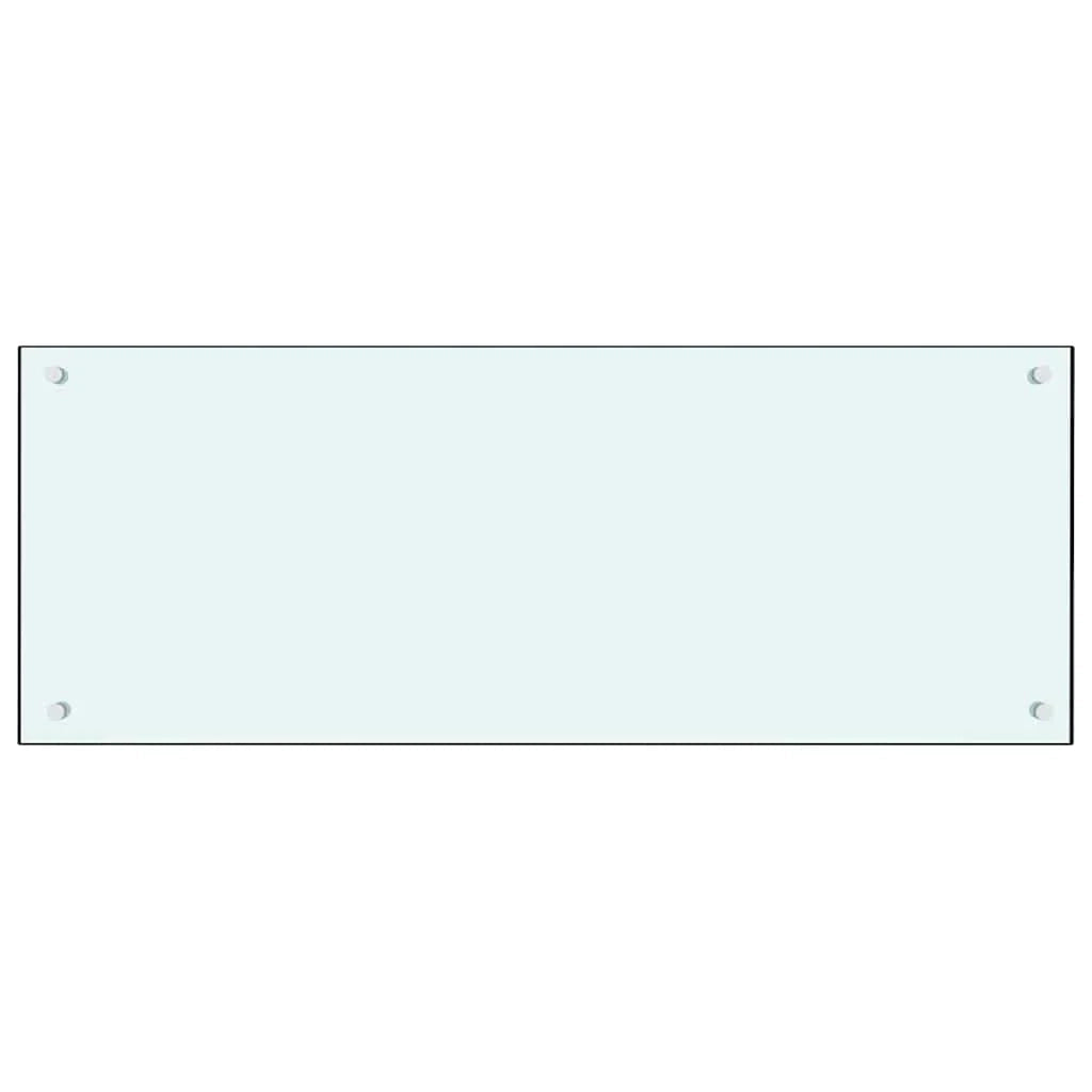 Set di 2 paraschizzi per cucina eleganti e moderni 100 x 40 cm resistenti al calore facili da installare in vetro temperato bianco 02_0056220