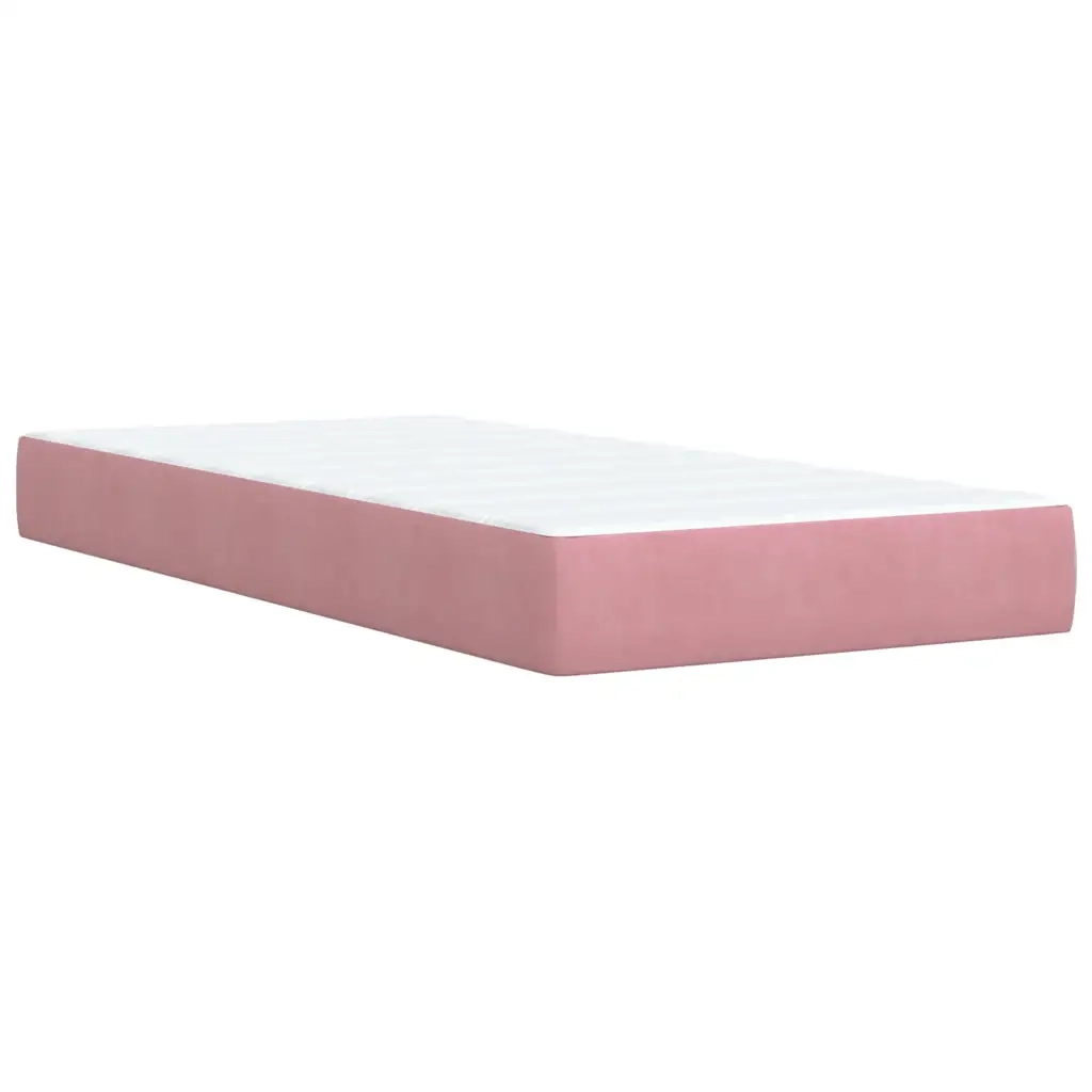 Giroletto a Molle con Materasso Rosa 90x190 cm in Velluto