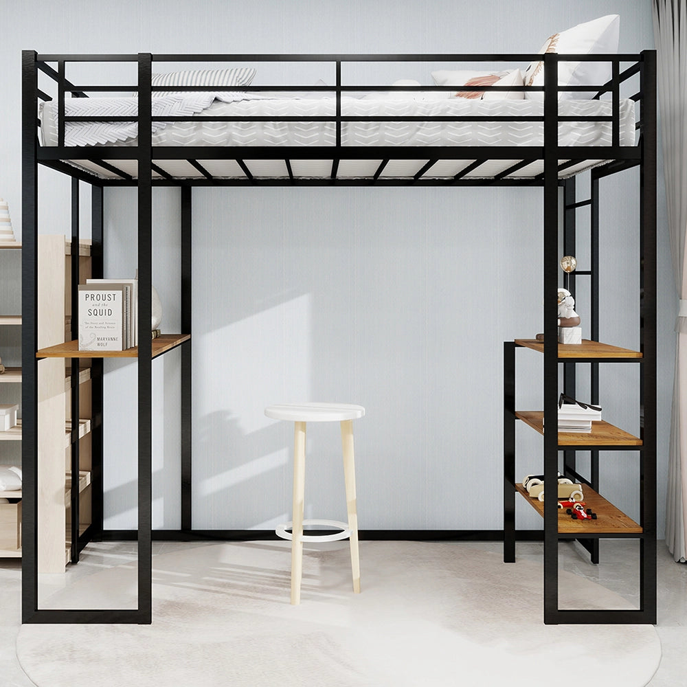 Letto con scrivania - Xylo - 90x200 cm L metallo scala doppia