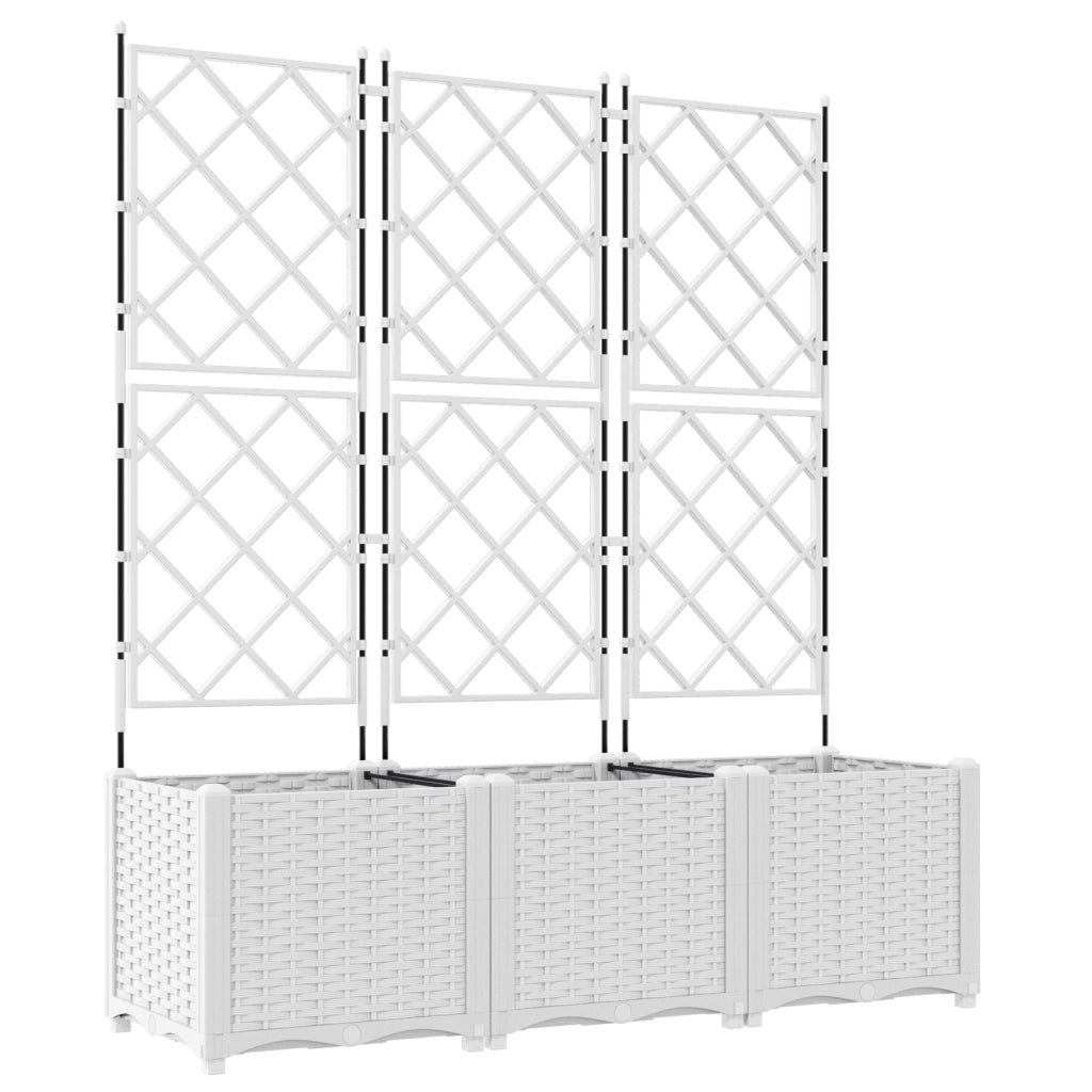 Fioriera con Graticcio 3 pz Bianca 120x40x143 cm