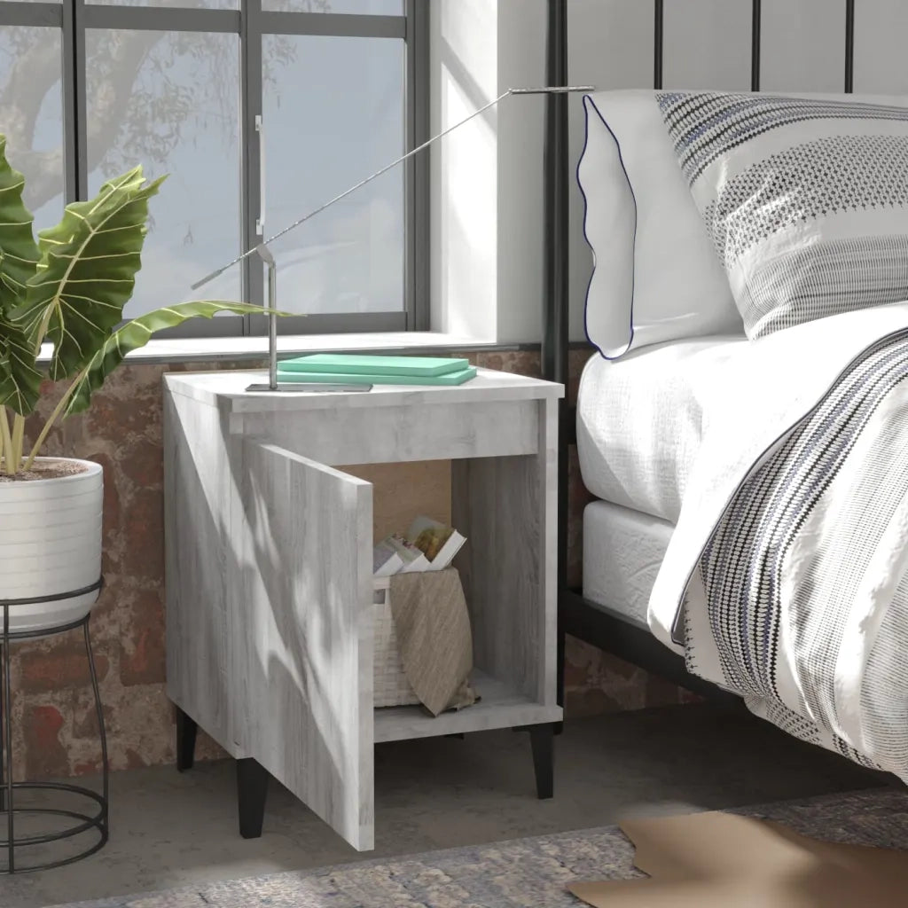 Comodini con Gambe in Metallo Grigio Sonoma 40x30x50 cm 813119