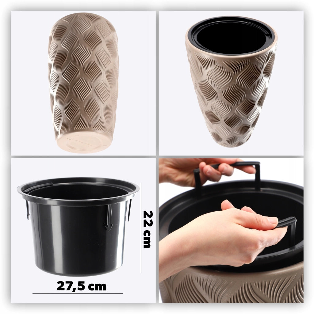 Vaso da fiori KADAX con inserto 58 cm, copertura per vaso da fiori in plastica alta