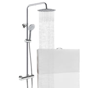 Grande soffione doccia inox 25x25cm, miscelatore termostatico doccia rotondo 280x40mm, cromo