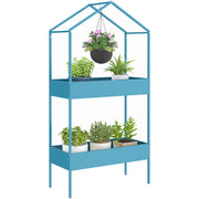 Portapiante 2 Livelli ¨C Zephmum ¨C Blu-Verde, Metallo