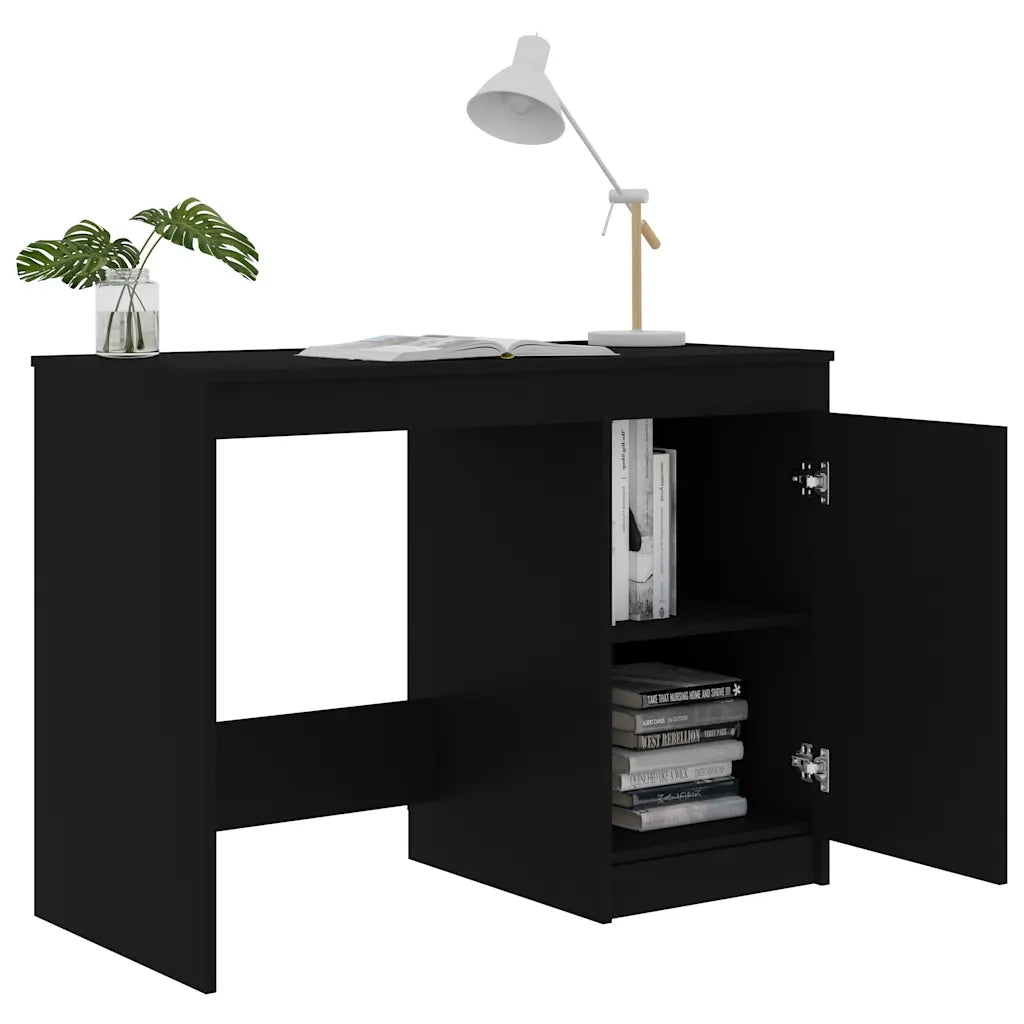 Scrivania-Scrivanie per ufficio e studio-Scrittoio Nera 100x50x76 cm in Legno Multistrato 721981