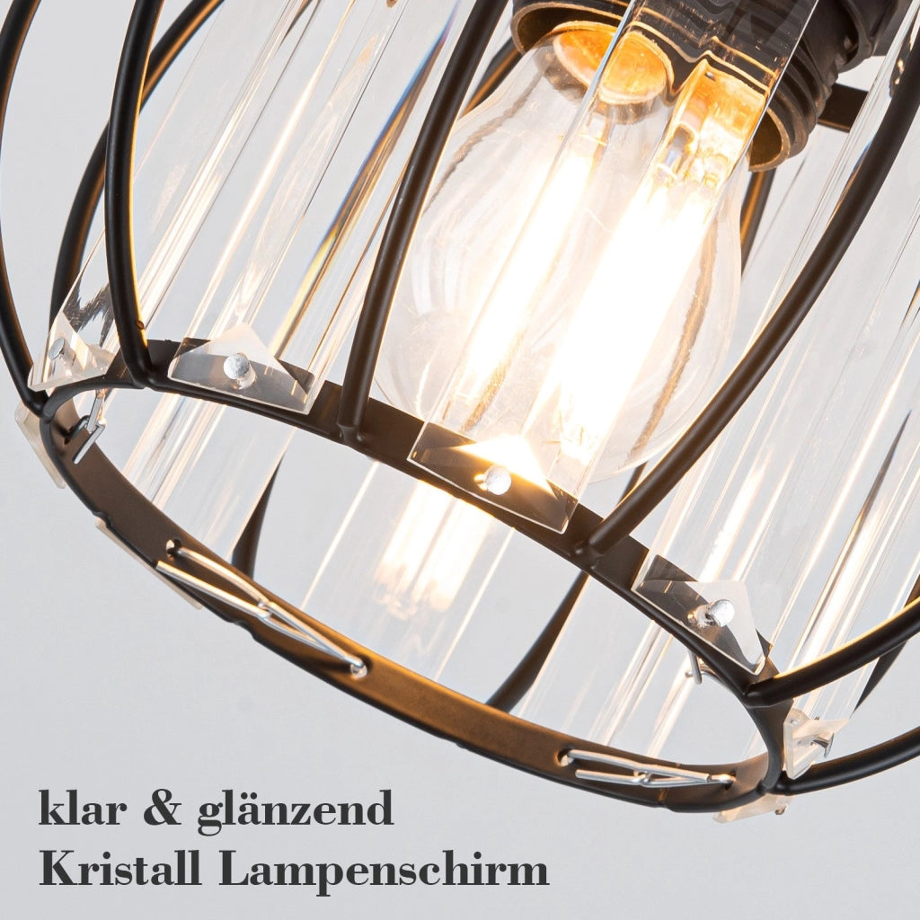 ZMH Lampada da soffitto plafoniera moderna cristallo nero E27 illuminazione elegante vintage per interni