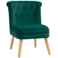 Poltrona per Salotto in Velluto con Seduta Imbottita e Trapuntata a Bottoni, 60x66x79 cm, Verde