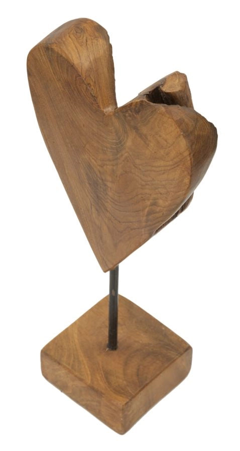 Scultura Cuore 15x10x35 cm in Teak Riciclato