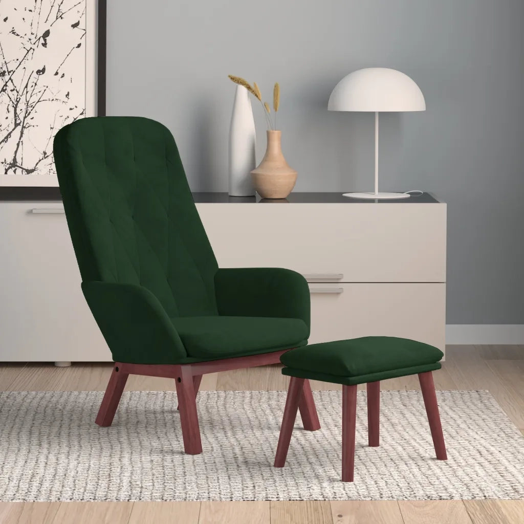 Poltrona Relax con Poggiapiedi Verde Scuro in Velluto 3097658