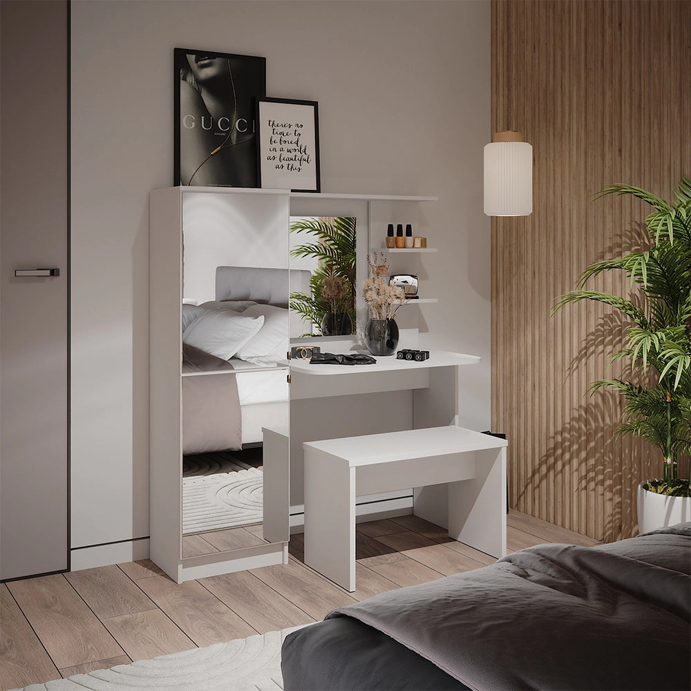 Vicco Tavolo da toilette Bianco 123 x 141.2 cm con panca