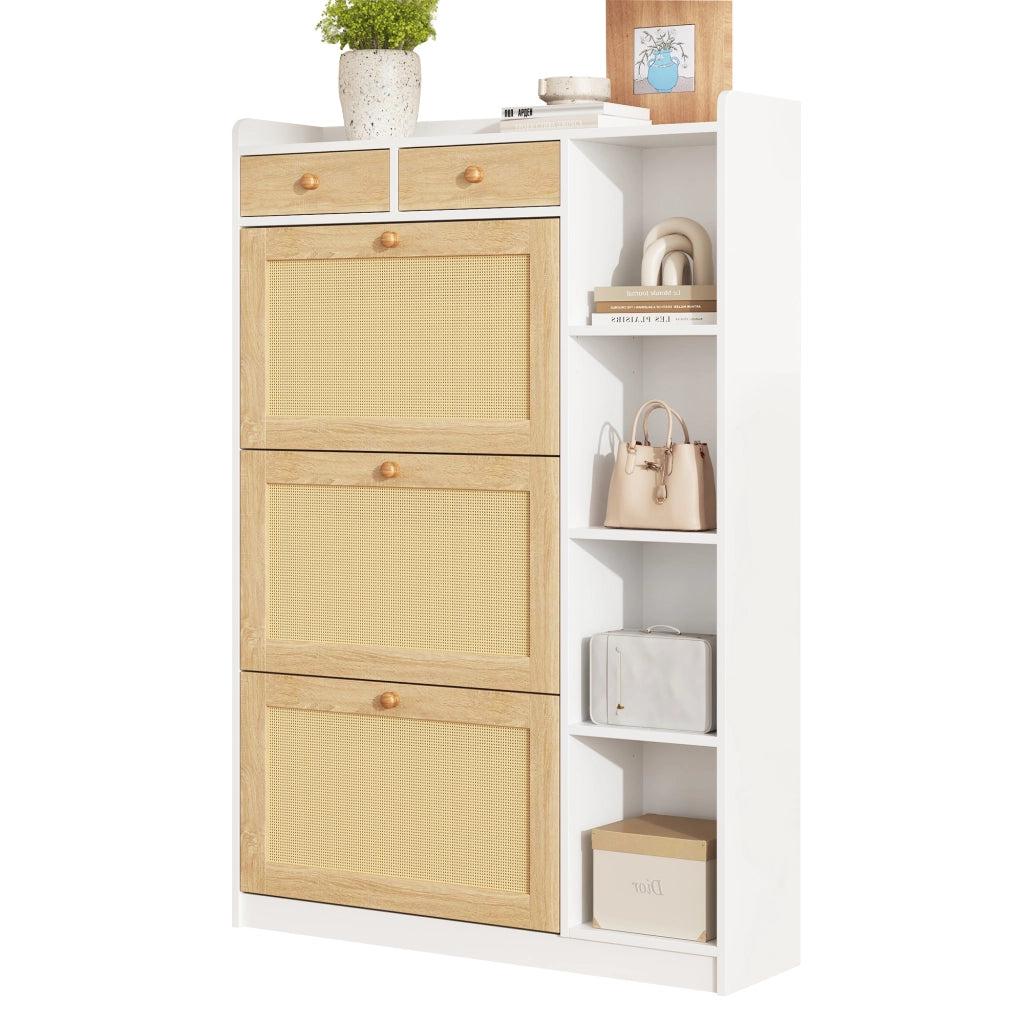 Scarpiera slim con ante e cassetti ¨C Minimal ¨C Rovere, 90x24x130 cm