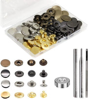 Set di viti a pressione in ottone - Set di 24 - Ottone antico - Accessori per abbigliamento - Adatto per pelle e jeans - Ø17 mm
