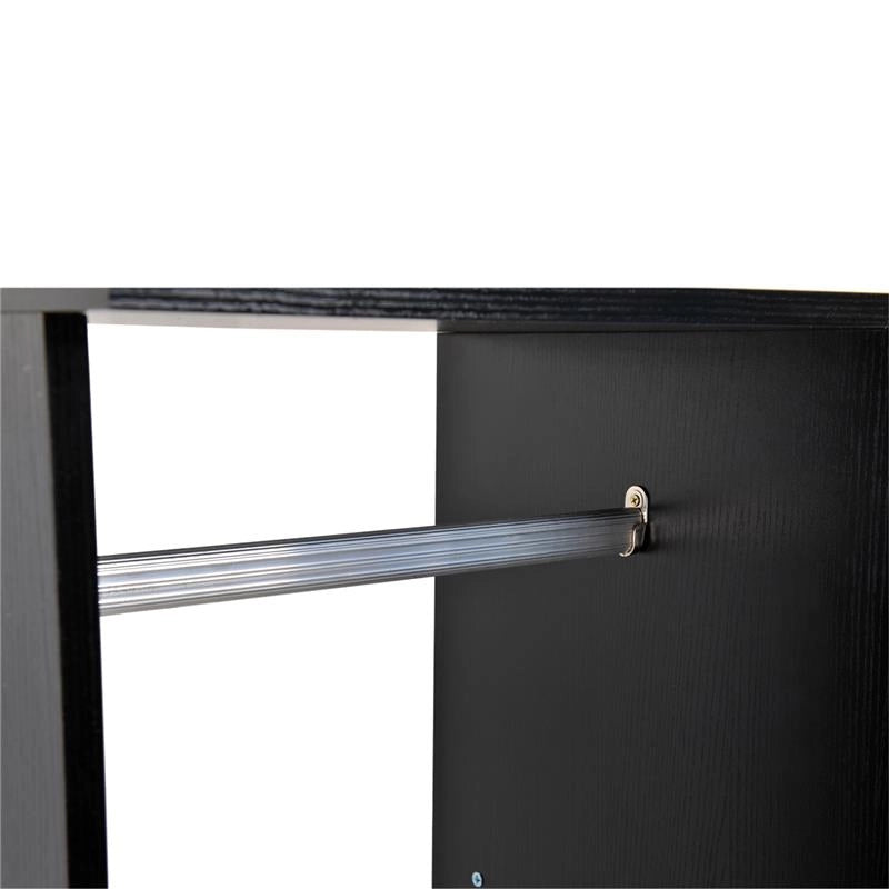 ARMADIO GUARDAROBA A 5 RIPIANI CON RUOTE E BARRE APPENDIABITI 120X40X128CM NERO