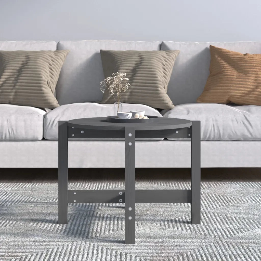Tavolino da Salotto Grigio Ã˜ 62,5x45 cm Legno Massello di Pino cod mxl 20049