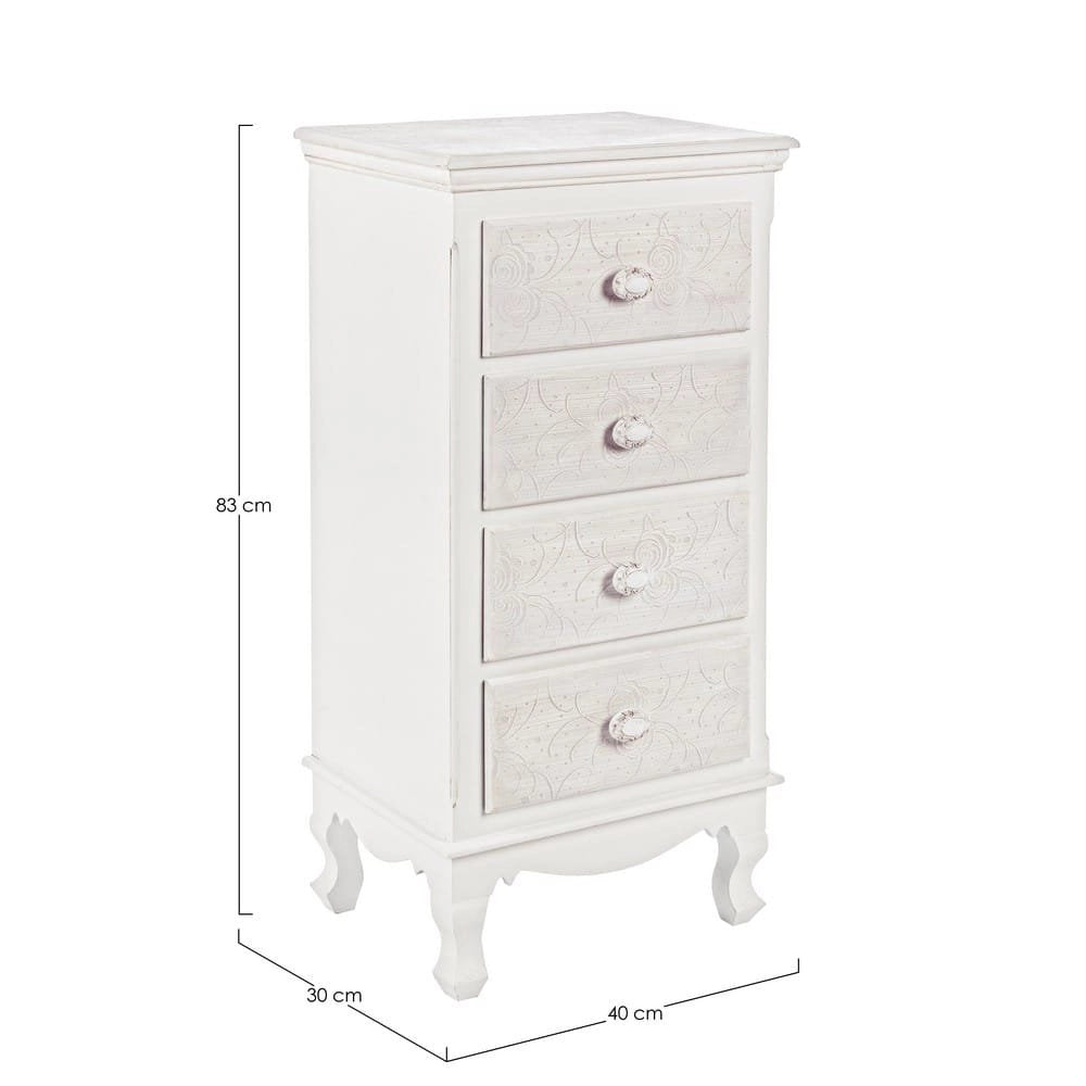 Cassettiera MDF Impiallacciato Bianco Stile Classico da Interno - ALBINE