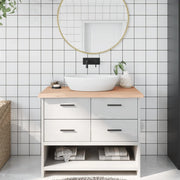 Piano Bagno 100x60x(2-4) cm in Legno Massello Non Trattato 3156039
