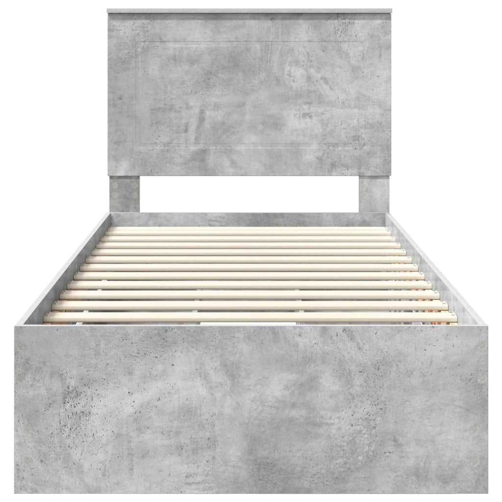 Struttura del letto con cassetto Grigio cemento 75 x 190 cm