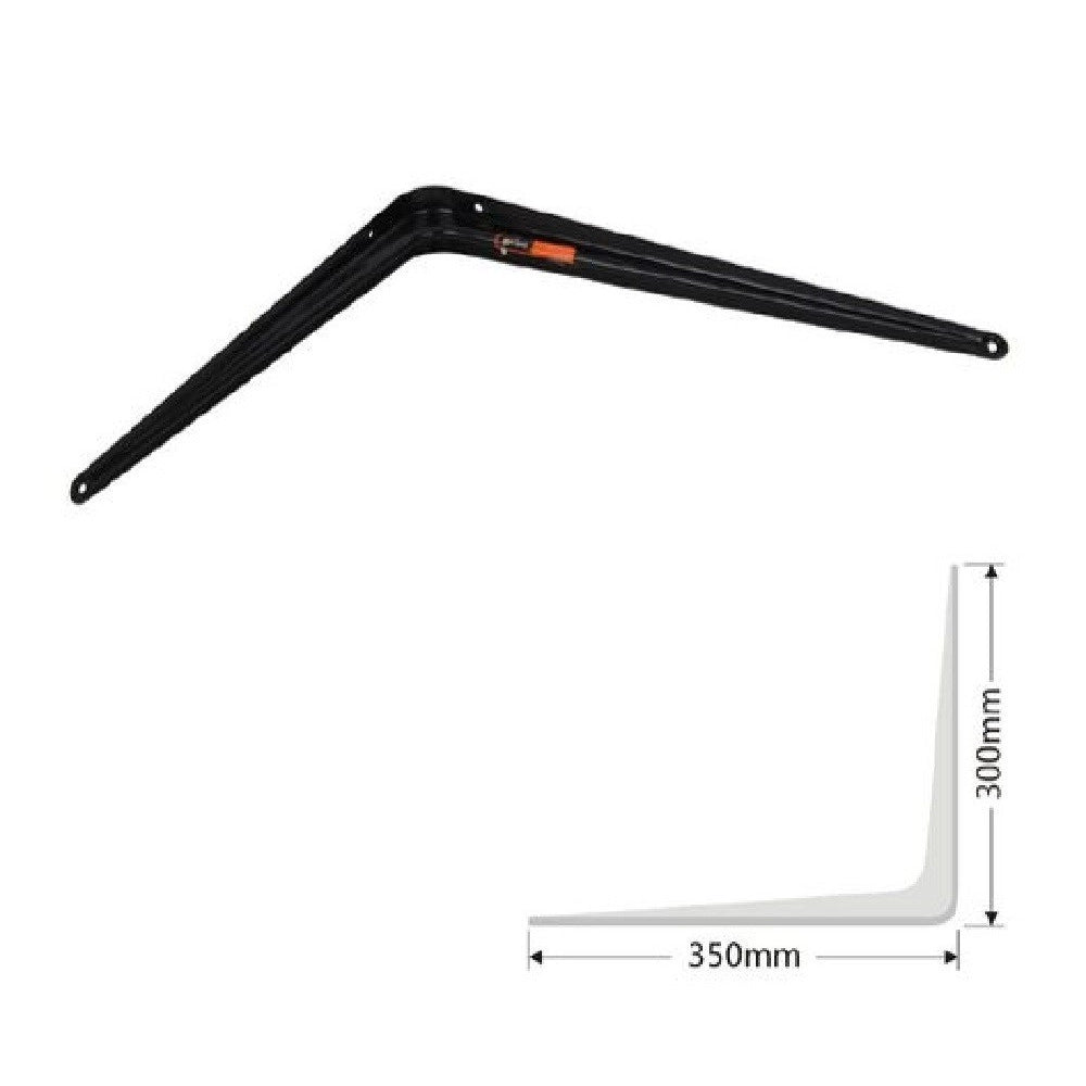 Trade Shop - Set 2 Pz Reggimensola Supporto Staffa Triangolo Mensola Metallo 35 Cm Nero 91274 -