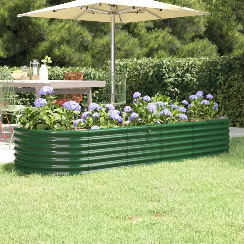 Fioriere | Cassetta per fiori | Letto Giardino Acciaio Zincato 224x80x36 cm Verde