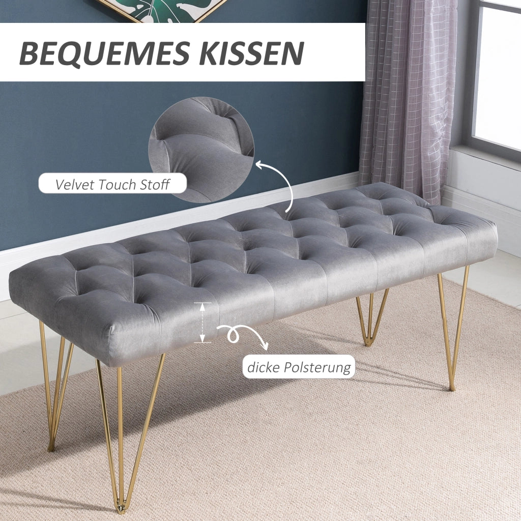 PANCA da ingresso 116 x 44,5 x 49 cm Velluto grigio con struttura in ferro