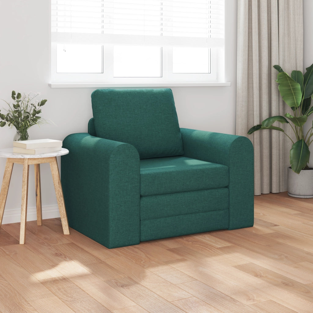 Divano Letto a Pavimento 2-in-1 Verde Scuro 98x71x83 cm Tessuto