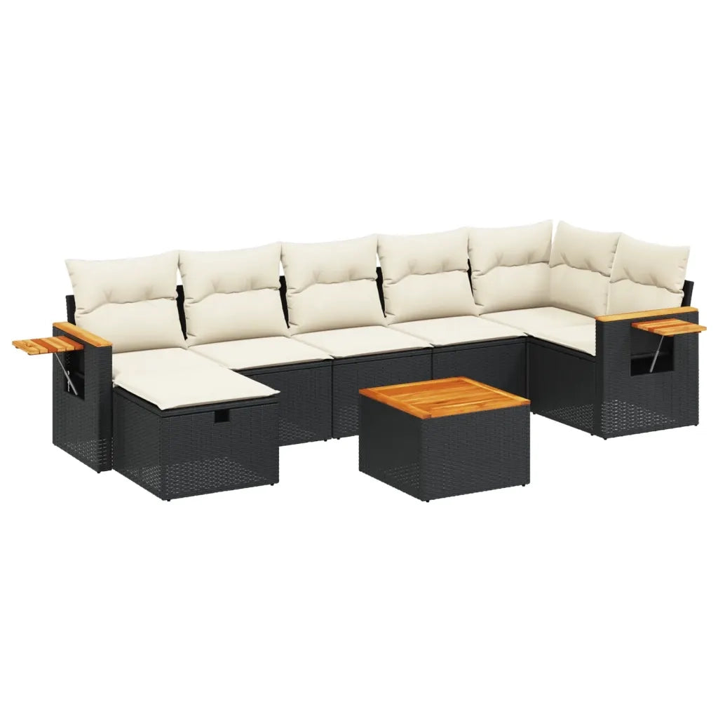 Set Divani da Giardino con Cuscini 8 pz Nero in Polyrattan