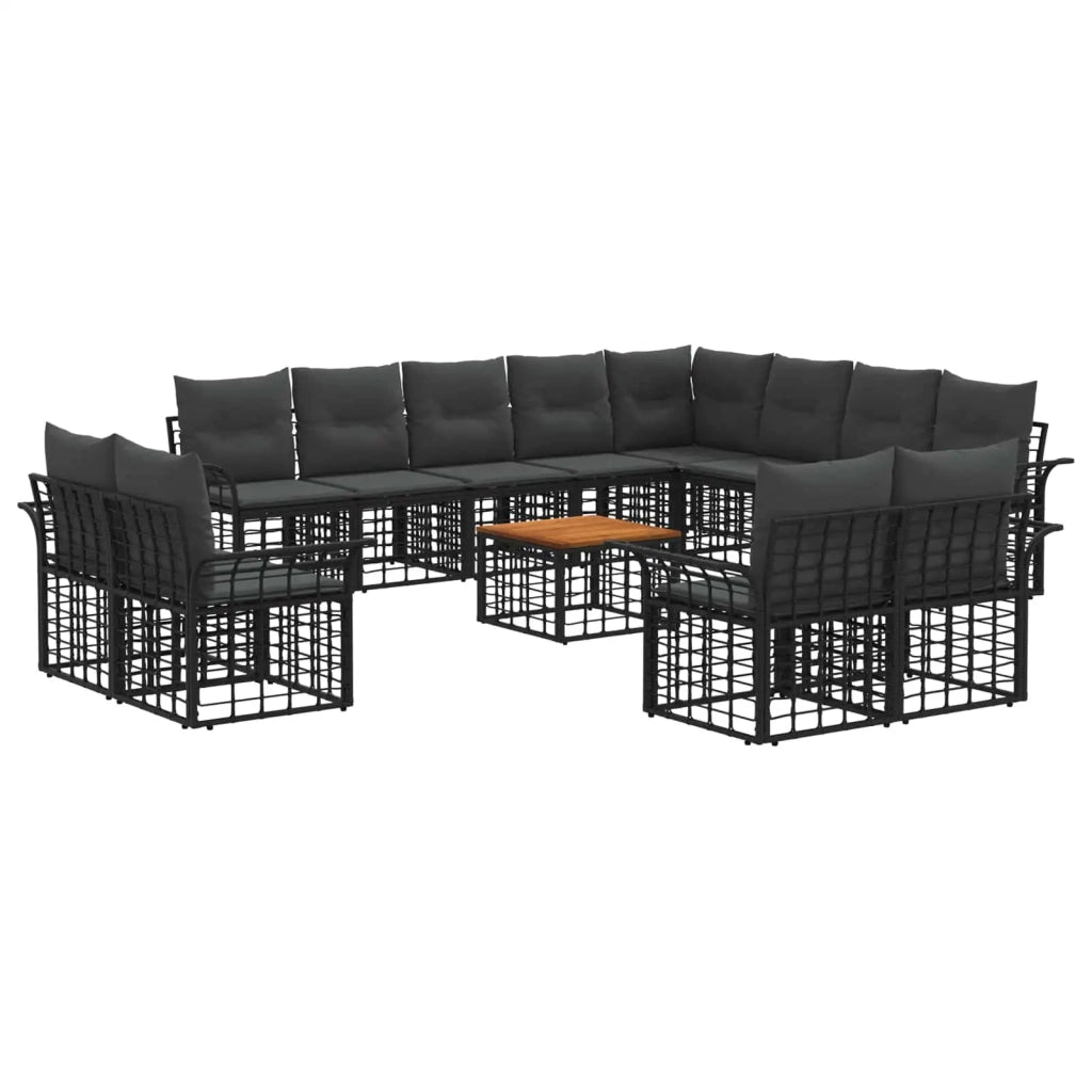 Set di divani da esterno 13 pcs Nero e Grigio scuro Poliestere 3437807