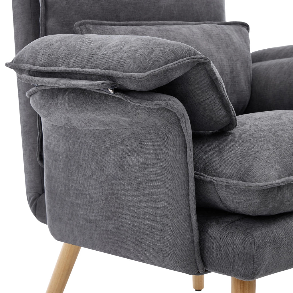 POLTRONA Relax con Hocker 85x78.5x112 cm Grigio in lino