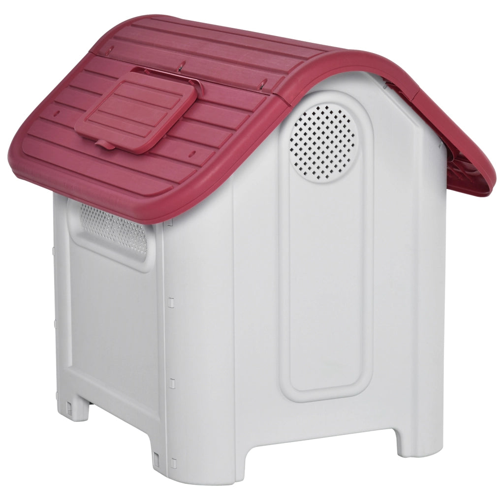 Casetta per Cani con Finestra e Tetto ¨C zephmum ¨C Rosso e Grigio Chiaro 59x75x66 cm