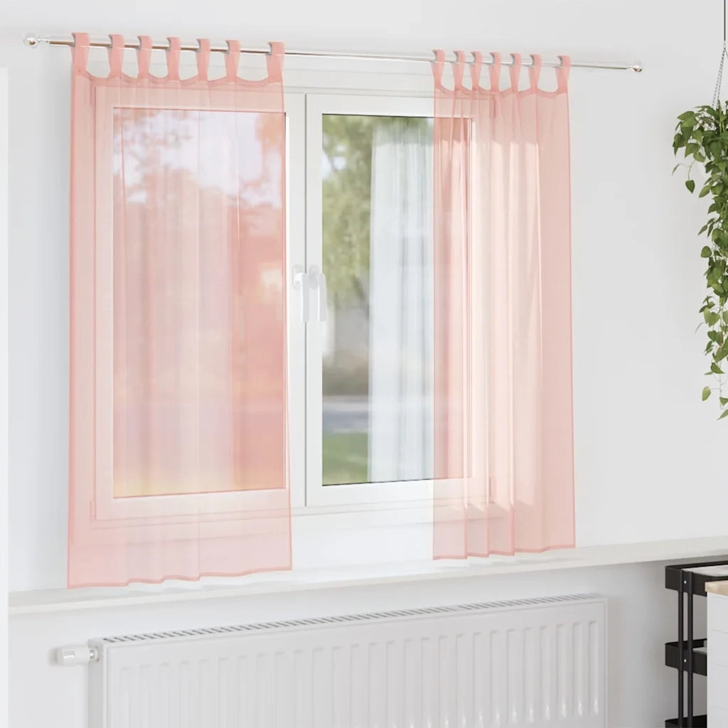 vidaXL Tende in Voile con Passanti 2 pz Rosa 140x175 cm
