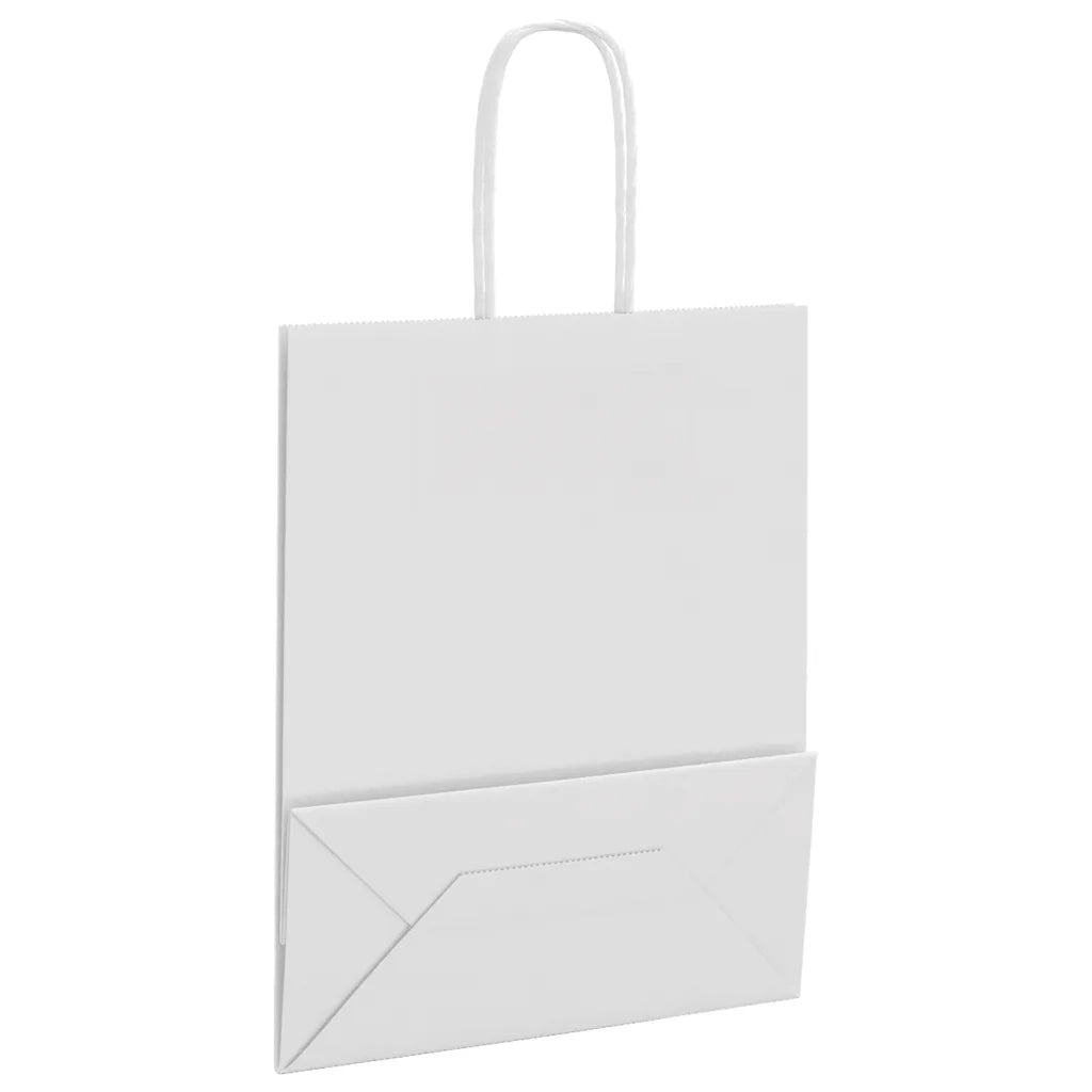 Sacchetti di Carta 250 pz con Manici Bianchi 18x8x22 cm