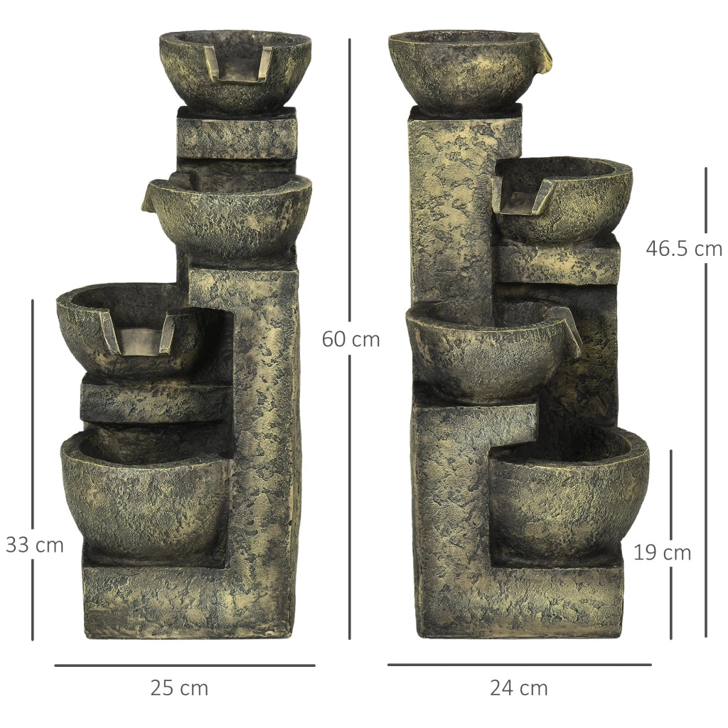 Fontana a Cascata 4 Livelli ¨C zephmum ¨C Multicolor 25x24x60 cm