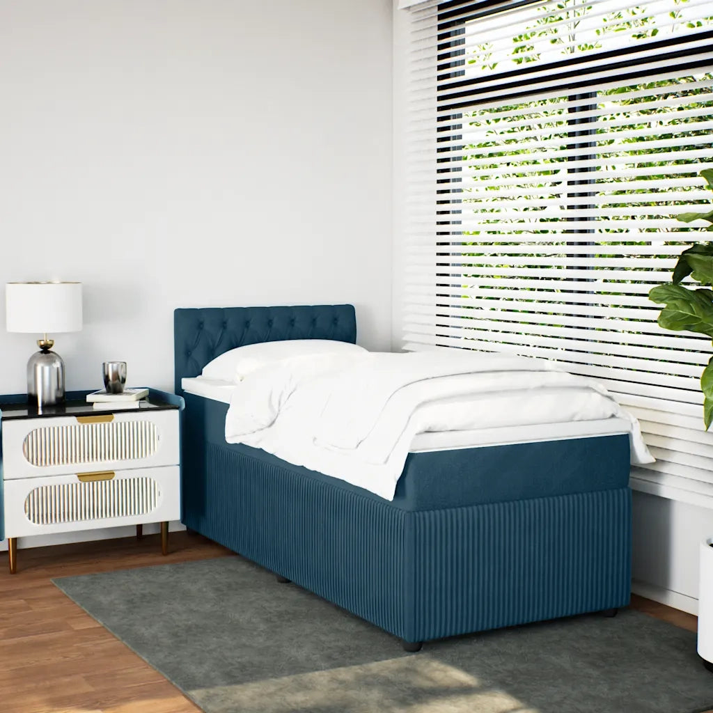Giroletto a Molle con Materasso Blu 90x190 cm in Velluto