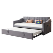 Letto imbottito 90x190 cm estensibile; velluto; grigio