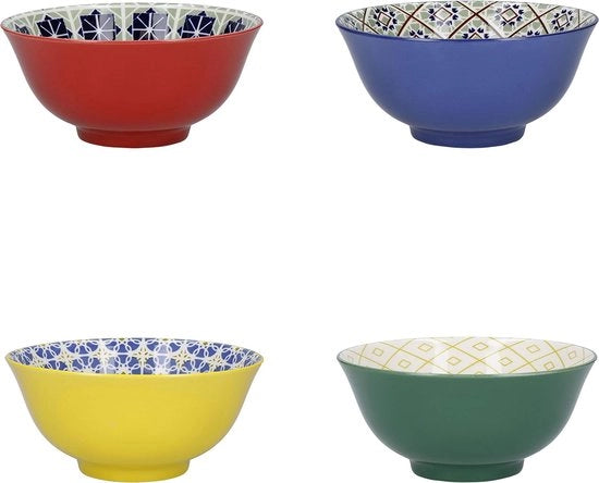 Set di 4 scodelle per colazione con disegno in scatola regalo per gelato, zuppa e altro, disegni "Mondi di Sapori", diametro 15 cm