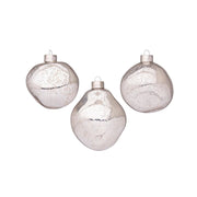 CONFEZIONI 3 PALLINE NATALE ARGENTO IN VETRO ORGANIC BIZZOTTO D8
