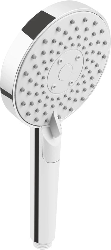 Handdouche a mano - diametro di capo 115 mm - grigio / verniciato - 3 tipi di getto: normale, pulsante & combinato - tasto anticalcare e risparmio d'acqua / testa da doccia e bagno ECO / TECB3484
