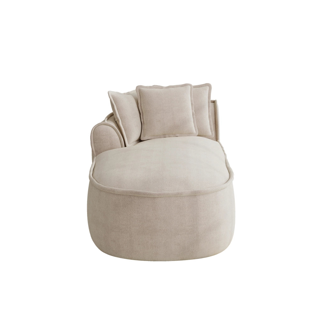 Divano chaise longue sinistro in chenille con seduta profonda ed ergonomica senza montaggio beige tortora chiaro