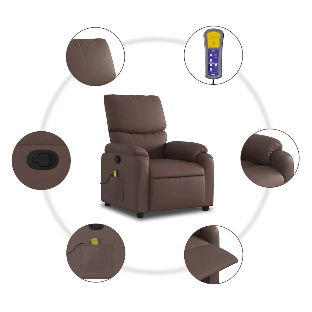 Poltrona Massaggiante | Sedia Relax Reclinabile marrone in Similpelle