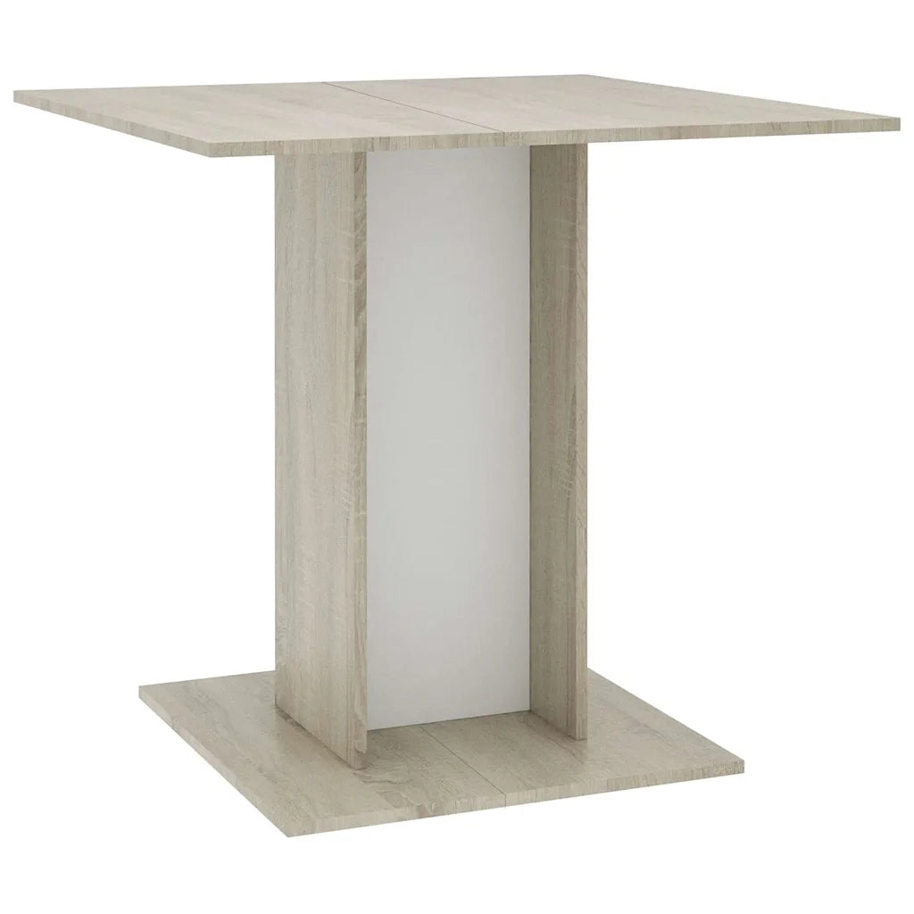 Tavolo da Pranzo Bianco e Rovere Sonoma 80x80x75 cm Truciolato cod mxl 18547