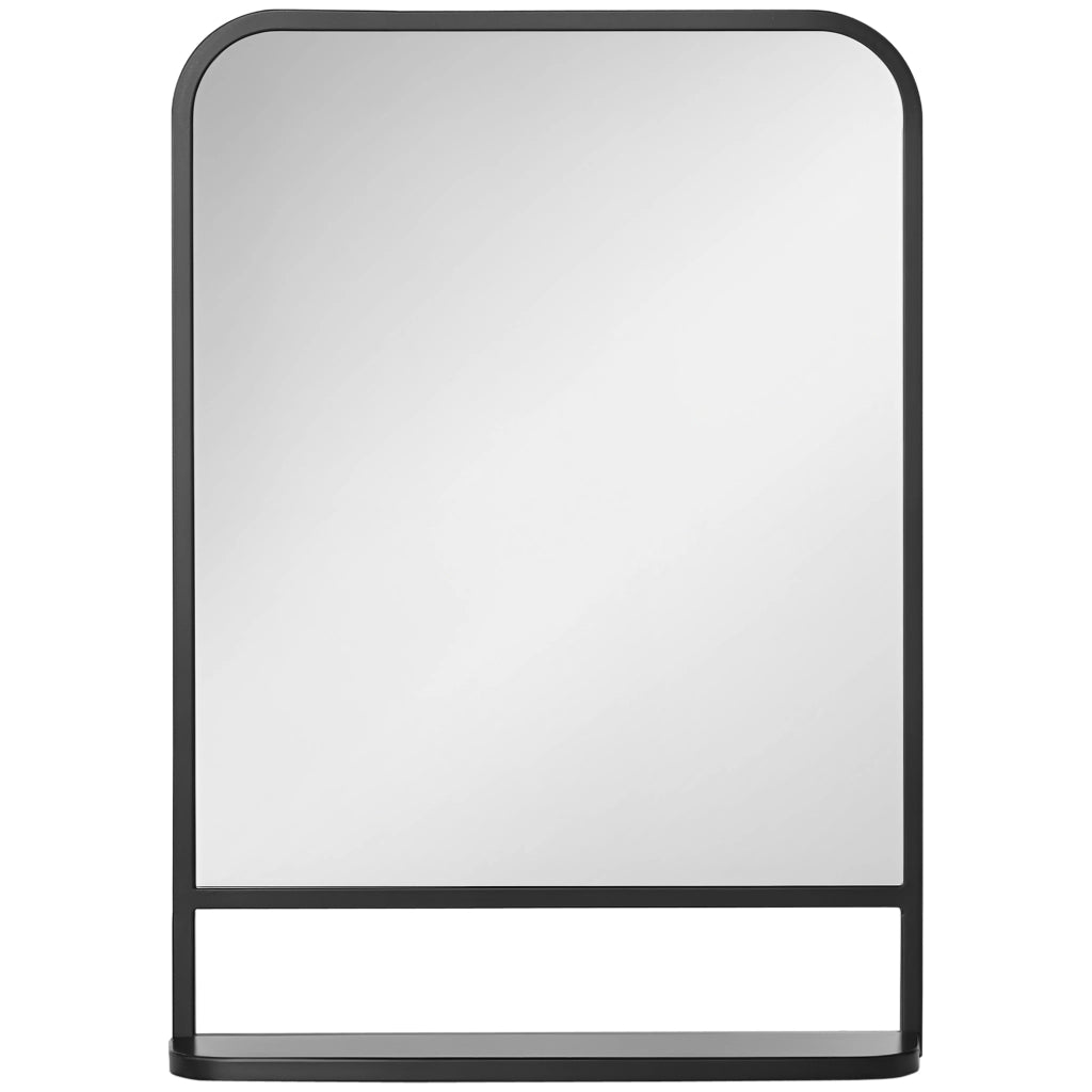 Specchio da parete con ripiano ¨C zephmum ¨C Nero Argento 70x10.2x50 cm