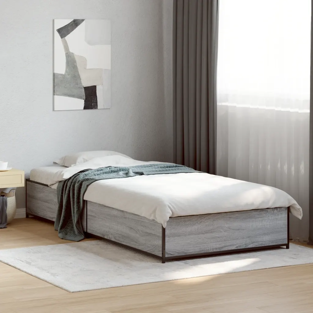 Giroletto-Struttura Letto Grigio Sonoma 75x190cm in Legno Multistrato e Metallo 194798